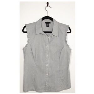 Apostrophe Striped Button Down Collar Top